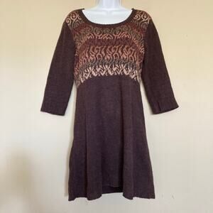 Peruvian Connection Women's Long Sleeve Sweater Dress Alpaca Wool Blend Size M